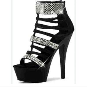 Elegant Black and Silver Women's Platform Heels